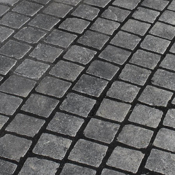 black limestone cobble setts