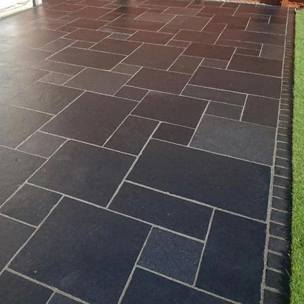 black limestone paving slabs