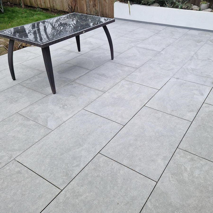 Fossil Grey Limestone Effect Porcelain Paving 900x600 £27.62/m2 - Paving Slabs UK