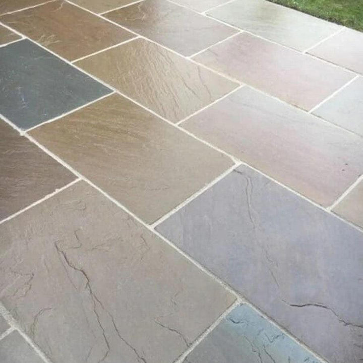 Raj green Indian sandstone paving