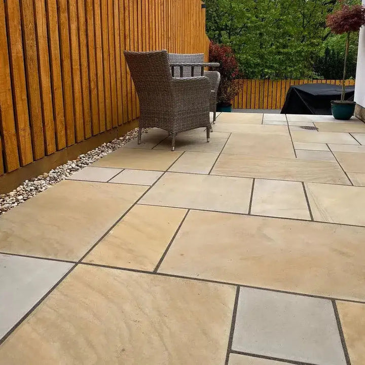 fossil mint smooth Indian sand stone patio slabs
